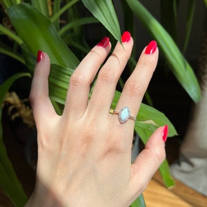 14k Solid Gold Marquise Opal Ring ,Dainty Opal Ring, October Birthstone , 14K Ring for women, Bridesmaid Engagement Ring ,Vintage Style Ring