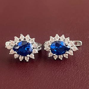 14K Gold TearDrop Sapphire Earrings, Blue Sapphire  Earrings in 14K White  Engagement Jewelry, September Birthstone Earrings , Gift for Her
