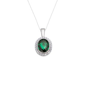 Oval Double Cut Emerald Necklace ,14K Solid Gold Emerald Necklace, 14K Emerald Pendant Gold, May Birthstone Necklace, Pendant for Woman