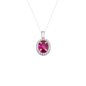 Oval Double Cut Ruby Necklace , 14K Solid Gold Ruby Necklace,14K Gold Ruby Pendant,July Birthstone Necklace, Pendant for Woman ,Gift for Her