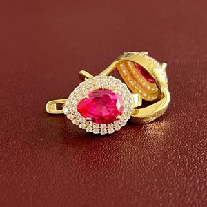14K Gold TearDrop  Ruby Earrings, Red Gemstone Earrings, TearDrop Ruby Earrings in 14K White Gold , Engagement Jewelry, July Birthstone