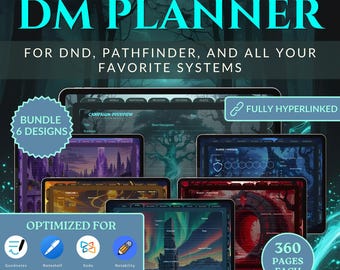 6 digital DND Journal for DnD 5e | Hyperlinked DM Journal | DnD Goodnotes Notability | Campaign Session Tracker| D&D Worldbuilding (Bundle2)