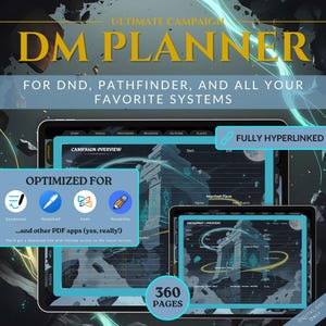 Digital DND Journal for DnD 5e | Hyperlinked DM Planner Pdf | DnD Goodnotes Notability | Campaign Session Tracker | D&D Colorblind Friendly
