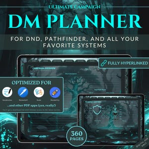 Digital DND Journal for DnD 5e | Hyperlinked DM Planner | DnD Goodnotes Notability | Campaign Session Tracker| D&D Worldbuilding (Turquoise)