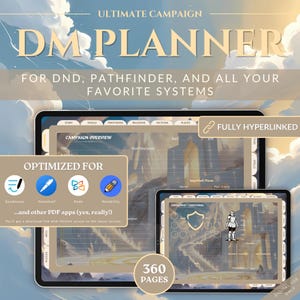 Digital DND Planner for DnD 5e | Hyperlinked DM Planner Pdf| DnD Goodnotes Notability| Campaign Session Tracker | D&D Worldbuilding (Divine)