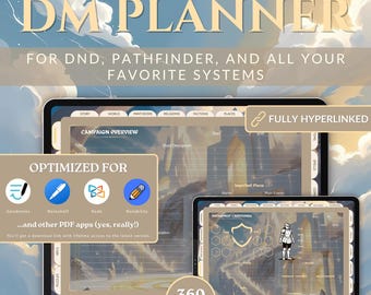 Digital DND Journal for DnD 5e | Hyperlinked DM Journal Pdf| DnD Goodnotes Notability| Campaign Session Tracker | D&D Worldbuilding (Divine)