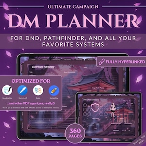 Digital DND Journal for DnD 5e | Hyperlinked DM Journal Pdf| DnD Goodnotes Notability | Campaign Session Tracker| D&D Worldbuilding (Sakura)