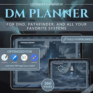 Digital DND Journal for DnD 5e | Hyperlinked DM Planner Pdf | DnD Goodnotes Notability | Campaign Session Tracker | D&D Worldbuilding (Grey)