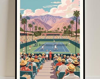 Indian Wells Tennis Garden Poster – Vintage California Travel Print, Modern Wall Art for Home Decor and Gifts