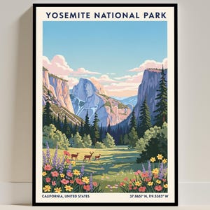 Yosemite National Park, California Travel Poster – USA American Nature Art Print
