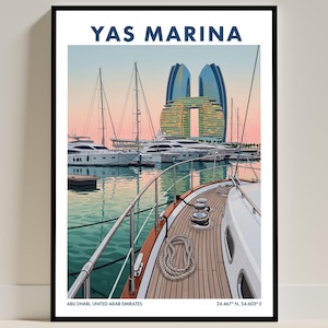 Yas Marina Circuit Poster – Vintage Travel Wall Art Print, Modern Wall Decor for Home or Office, Motorsport F1 Fan Racing Gift Idea