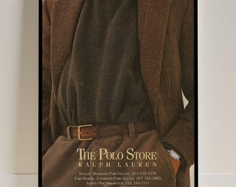 Vintage Ralph Lauren Fashion Poster 1990s, Iconic Polo Ralph Lauren Advert Wall Art, Classic American Style Decor for Fashion Collectors