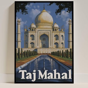 Taj Mahal Poster Kultiges indisches Wahrzeichen Wandkunst Atemberaubende Mughal Architektur Perfektes Wohnkultur und Geschenk für Reisende, Geschichtsliebhaber Asiens