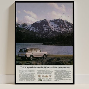 Vintage Range Rover Classic Car Poster - Retro Automotive Ad Print, Perfect for Home or Office Decor, Man Cave, Ideal Gift Car Enthusiasts