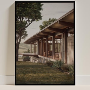Frank Lloyd Wright USA Architecture Poster | Modernist Design Art Print Inspired by Prairie Style and Iconic 20th Century Architecture