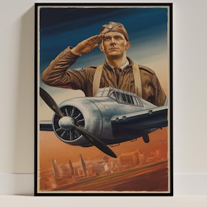 Poster vintage dell'esercito della seconda guerra mondiale / Arte murale dei veterani militari Spitfire, stampa di propaganda ispirata a J. Howard Miller, decorazione della guerra patriottica