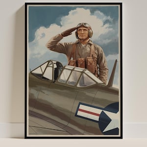 Poster militare vintage della seconda guerra mondiale / Arte murale dei veterani dell'esercito, stile J. Howard Miller, stampa di propaganda di guerra retrò, arredamento patriottico