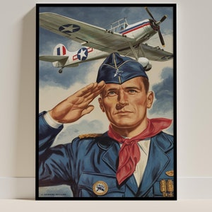 Poster vintage dell'esercito della seconda guerra mondiale / Arte murale dei veterani militari, stampa di propaganda ispirata a J. Howard Miller, storia della decorazione della guerra patriottica