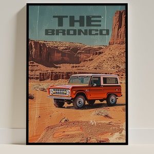 Vintage Ford Bronco Poster - Classic 4x4 Car Art Print, Perfect Gift for Car Enthusiasts, Retro American Automotive Decor