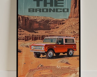 Vintage Ford Bronco Poster - Classic 4x4 Car Art Print, Perfect Gift for Car Enthusiasts, Retro American Automotive Decor