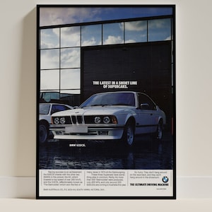 Poster pubblicitario BMW 635 CSI, stampa artistica classica retrò vintage, decorazione da parete, decorazione per caverne maschili, arte da garage, decorazione per amanti delle auto BMW