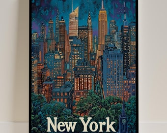 New York City Print NYC Travel Poster United States USA Travel Gift Wall Art NY Poster Perfect Home Decor and Gift for New York Lovers