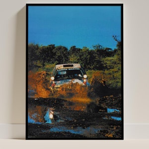 Safari Rally 1989 Lancia Delta Integrale Poster, Martini Racing Art, Memorabilia Rally d'epoca, Decorazione auto retrò, Regalo per appassionati, Arte murale