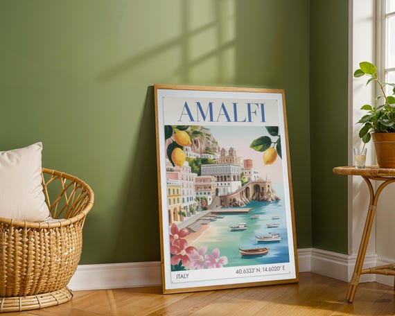 Affiche Vintage Italie Procida 1954 - Reproduction Art Déco Voyage Poster Italien