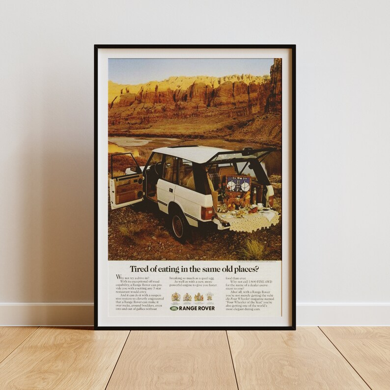 Retro Range Rover Classic Poster - Vintage Car Ad Art Print, Perfect ...