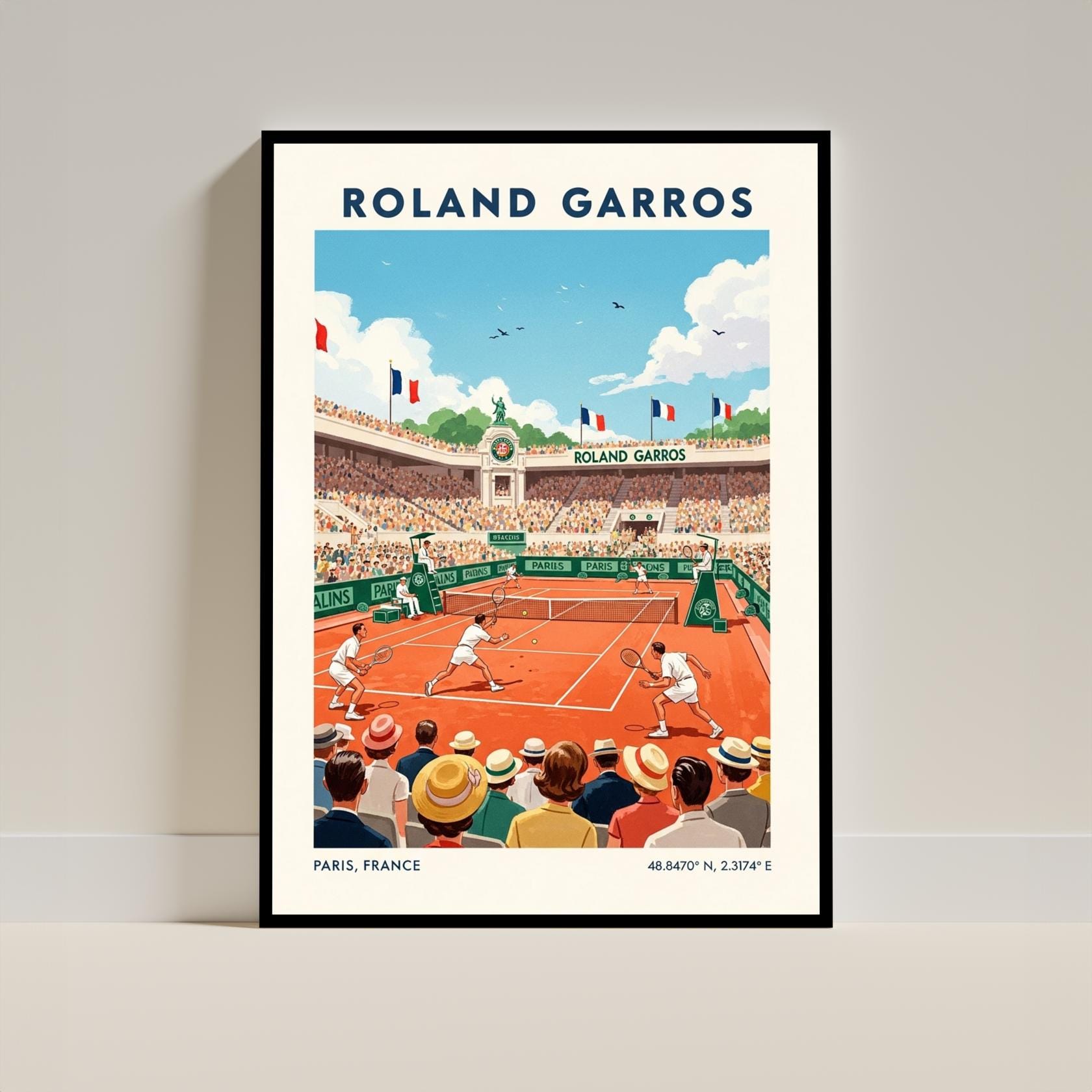 Roland Garros Tennis Court Poster Paris France French Art Print