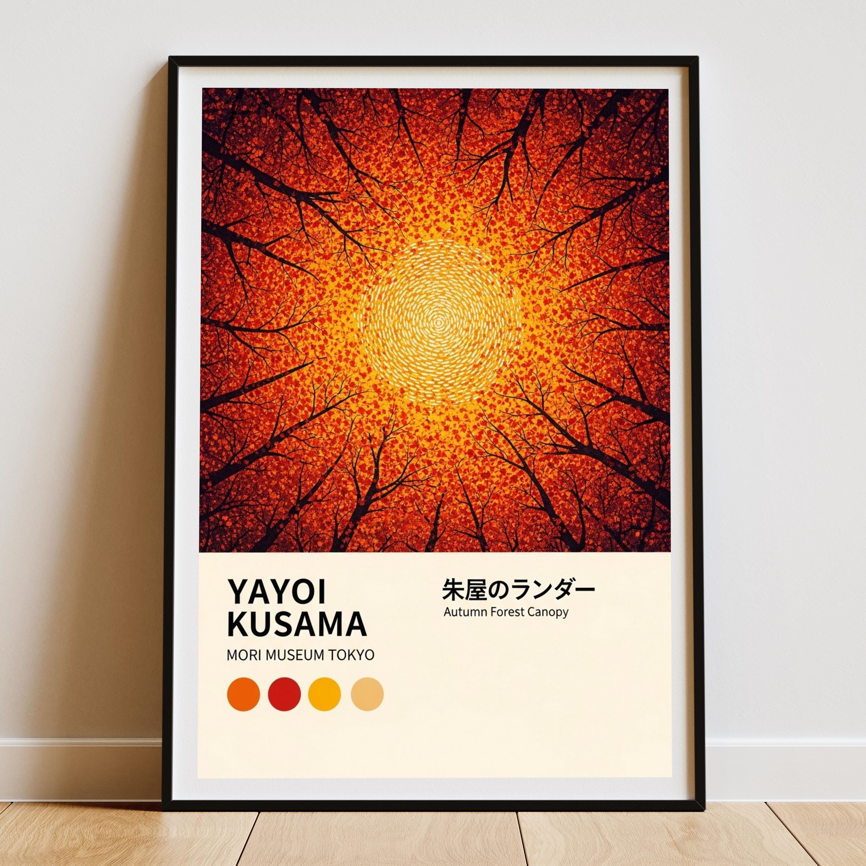 Yayoi Kusama Autumn Forest Canopy Poster - Orange Wall Decor