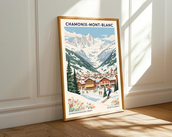 Chamonix-mont-blanc Alps Skiing Travel Poster – Vintage Ski Resort