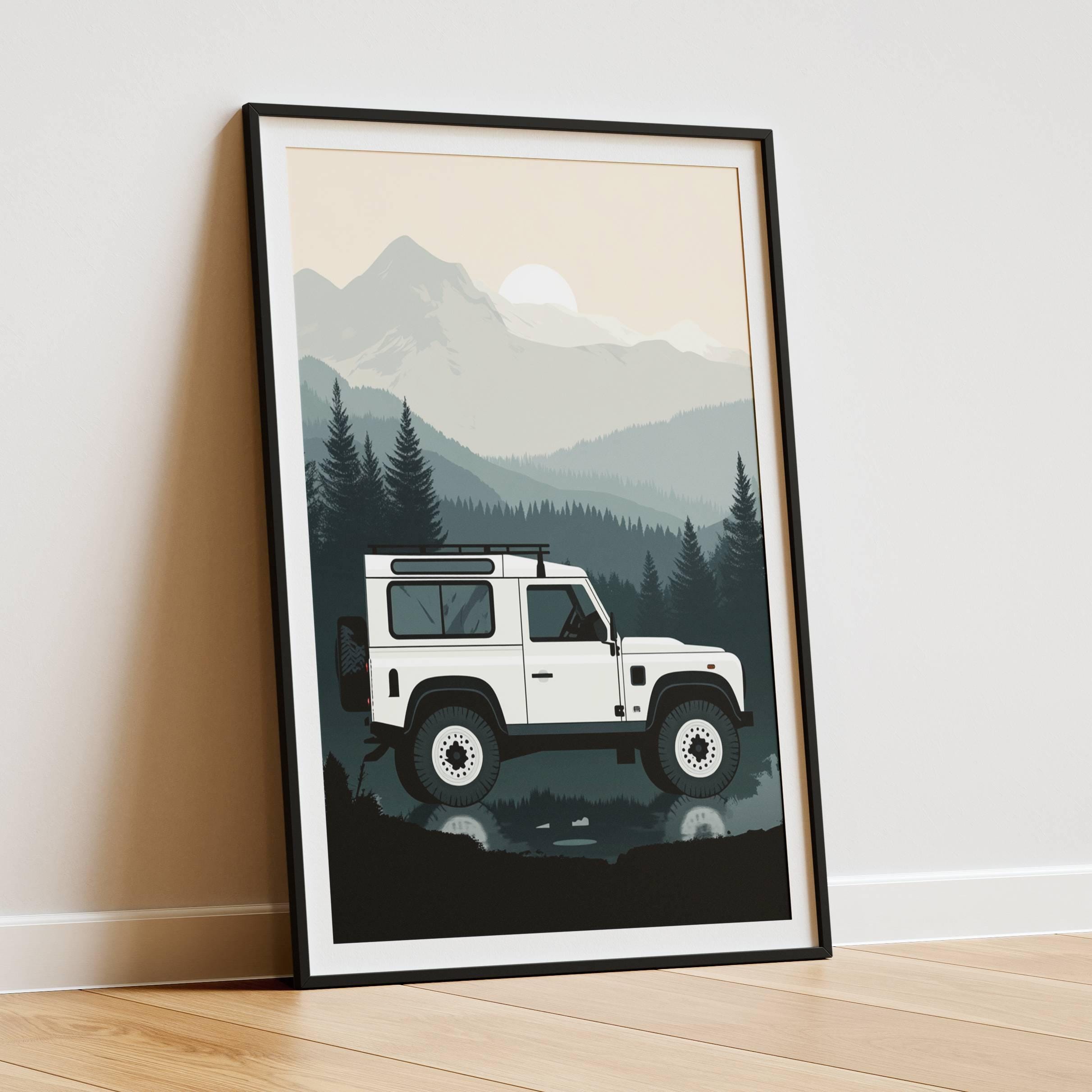 Land Rover Defender 90 Offroad Side View Illustration Retro