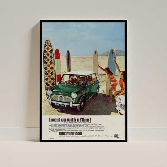 UNDERCOVER relax フリーペーパー アート ミニポスター Vintage Mini Car Poster, Retro Automotive Wall Art - Etsy