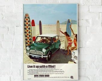 Vintage Mini Car Poster, Retro Automotive Wall Art - Etsy