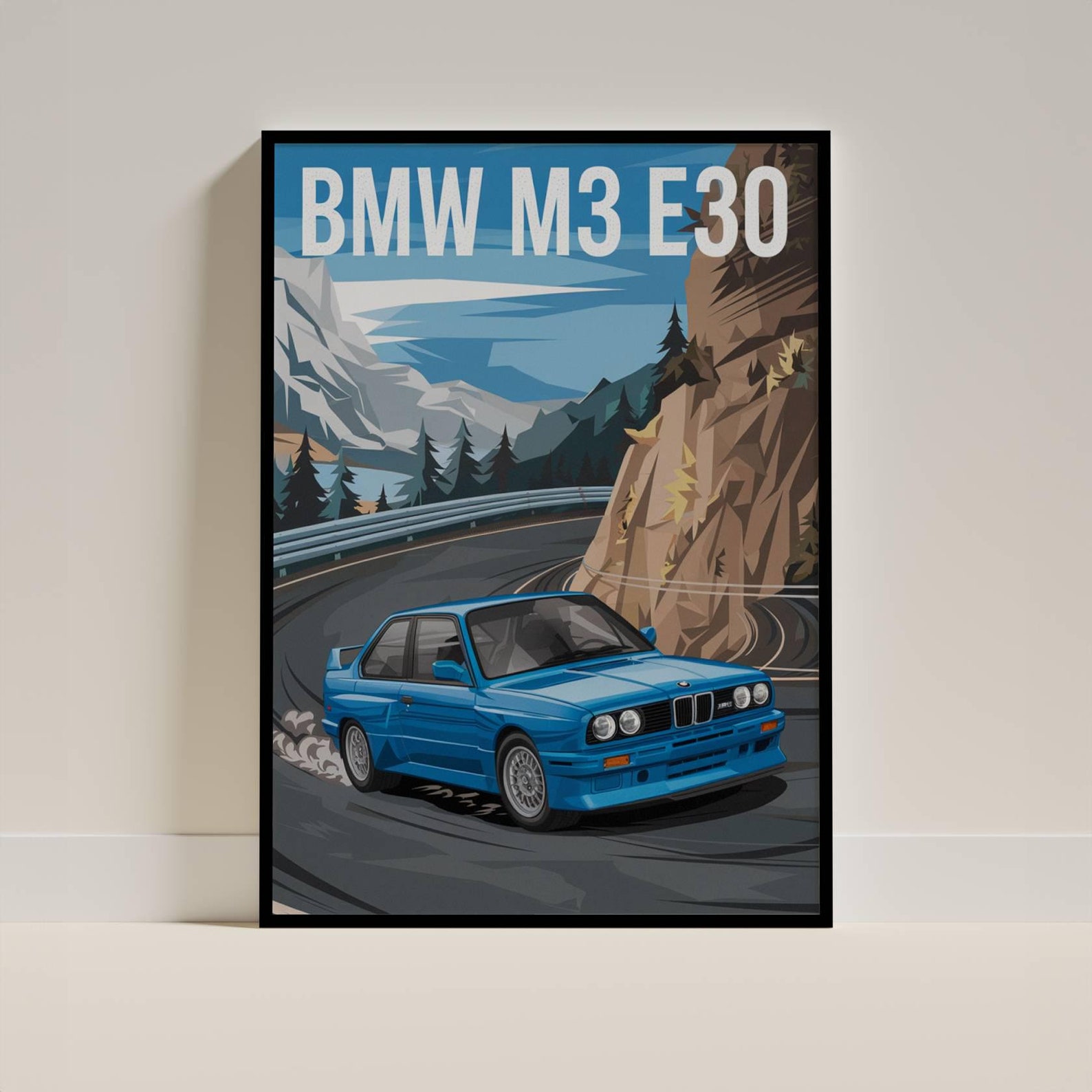 BMW M3 E30 Blue Car Poster, Vintage Automotive Art Print - Etsy