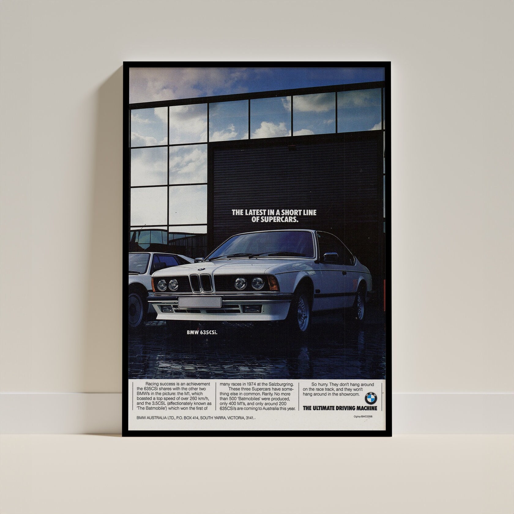 GC-251 BMW M4/635csi 限定版画 直筆サイン有 額装済 作家 平右ヱ