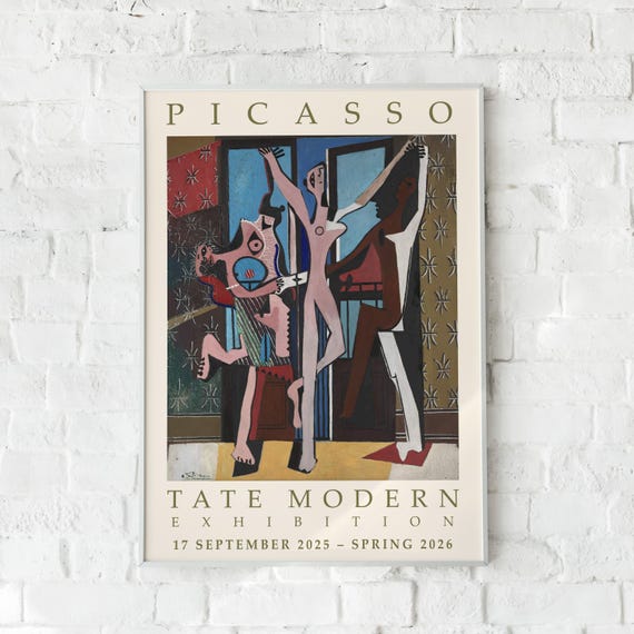 パブロ・ピカソ「三人の踊り子」展ポスター｜象徴的なテート・モダン
