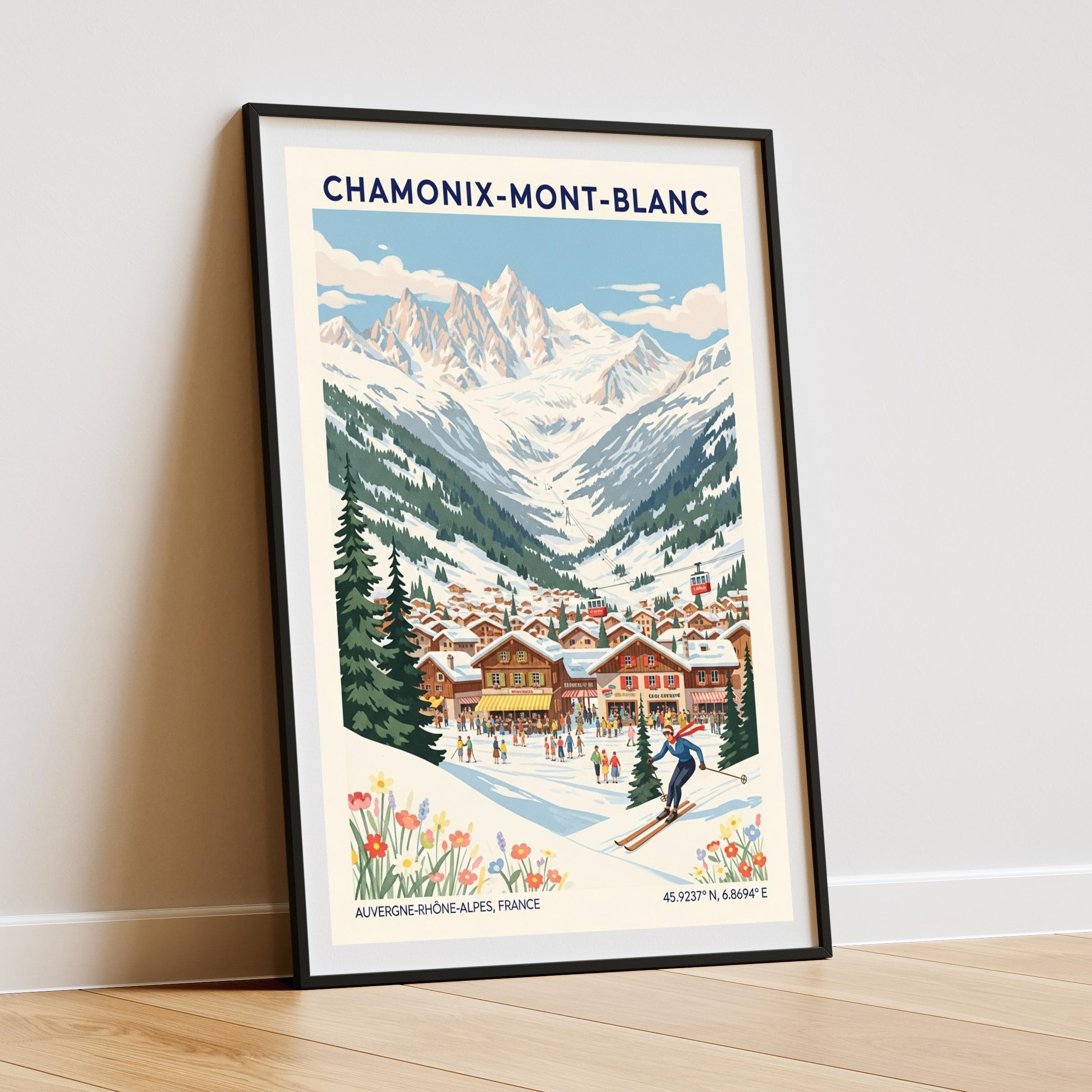 アート・デザイン・音楽 Guide to Chamonix and the Mont Blanc Amazon.com: LNHZGNJN Chamonix Mont Blanc France Vintage Travel