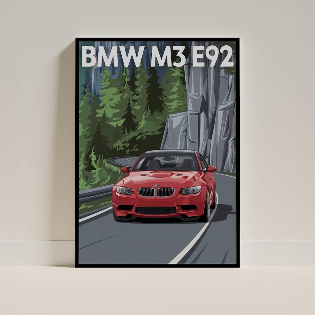 BMW M3 E92 Driving Illustration Poster Art Print - Etsy