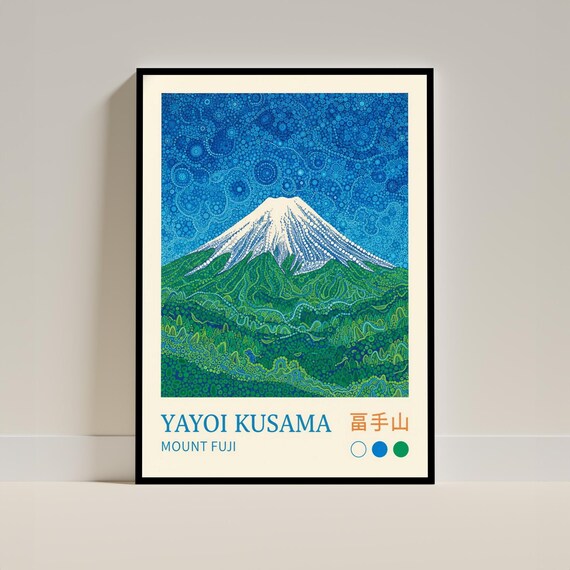 明治の印判6枚人気の富士山(富士に松、菊)草唐草 草間彌生 富士山プリント – 日本のドットアート - Etsy 日本