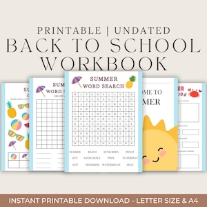 Children’s back to school Workbook & Puzzle Game – Printable Fun Learning Activities for Kids