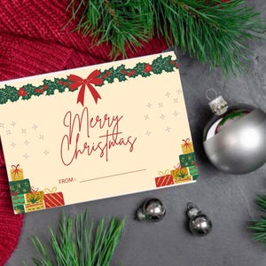 Tarjeta navideña con bosque nevado: saludo navideño en el país de las maravillas invernal / Tarjeta navideña ecológica / minimalista