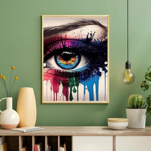 Colorful Eye Wall Art, Abstract Eye Painting, Bold Modern Art Print, Vibrant Eye Decor, Contemporary Wall Art, Living Room Home Decor