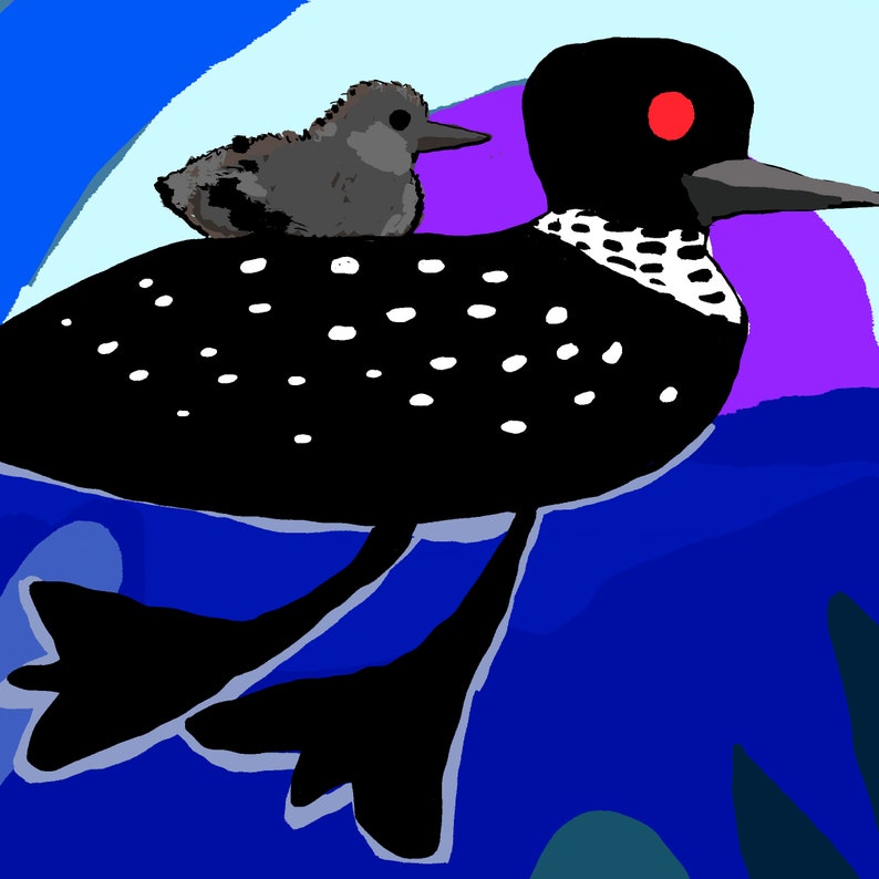 Loons and Turtle, PRINT 8 x 10 image 2