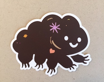 Mocha Tardigrade Sticker, cute tardigrade sticker, happy waterbear sticker, laptop sticker, stocking stuffer