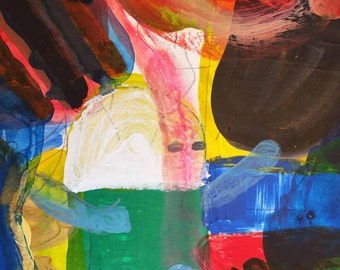 Explosión de TV, pintura acrílica original sobre papel