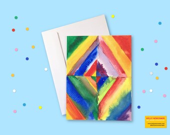 Diamond Watercolor Blank Greeting Card