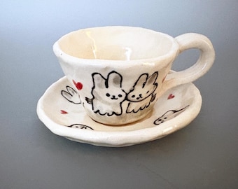 Taza, platillo o juego de taza y platillo para espresso Love Bunnies