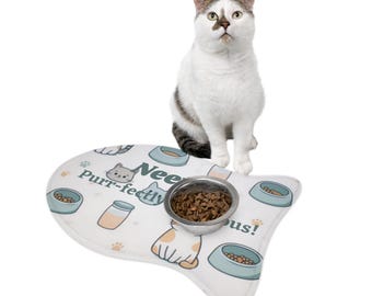 Cat bowl mat, Personalized Cat Pet Feeding Mats, Custom Cat Food Mat, Customize with pet name, Cat Lover Gift, Pet Placemat, Cat Bowl Mat